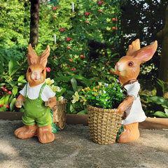 Garden Resin Swing Rabbit Cart Ornament Statues | Yedwo