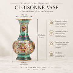Gold-Rimmed Cloisonné Enamel Vase – Exquisite Floral Art Ceramic Décor | Yedwo