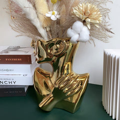 Gold Ceramic Face Bust Flower Vase | Yedwo Design