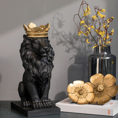 Gold Crown Lion Statue Decor | Yedwo Design