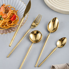 Gold Hammered Flatware Cutlery Set | Yedwo Design