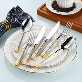 Gold Wheat Motif Luxury Cutlery Set | Yedwo Design