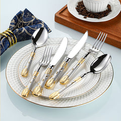 Gold Wheat Motif Luxury Cutlery Set | Yedwo Design