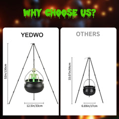 Halloween Witch Cauldron with Skeleton, Fog Maker & Green Lights | Yedwo