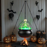 Halloween Witch Cauldron with Skeleton, Fog Maker & Green Lights | Yedwo