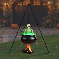 Halloween Witch Cauldron with Skeleton, Fog Maker & Green Lights | Yedwo