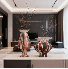 Hand Painted Two Tone Wabi-Sabi Ceramic Vase | Yedwo Design