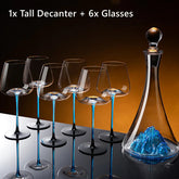 Handcrafted Blue Stem Burgundy Wine Glass With Blue Mountain Wine Decanter Sets | Yedwo