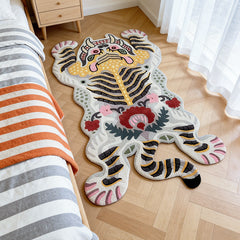 Handwoven Vintage Tibetan Tiger Shaped Area Rug | Yedwo Design