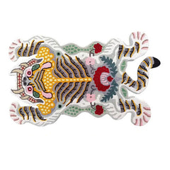 Handwoven Vintage Tibetan Tiger Shaped Area Rug | Yedwo Design