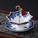 Imperial Blue & White Porcelain Umbrella Tea Strainer Set | Yedwo