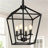 Industrial Black Lantern 4 Light Chandelier | Yedwo