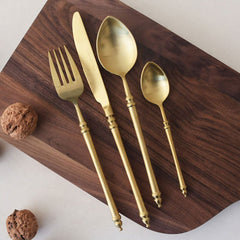 Japanese Inspired Bamboo Gold Cutlery Set | Yedwo