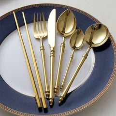 Japanese Inspired Bamboo Gold Cutlery Set | Yedwo