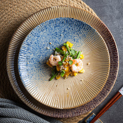 Japanese Textured Ceramic Dinner Plate | Yedwo