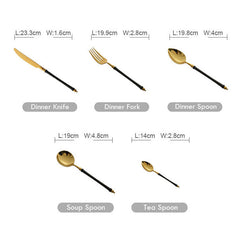 Japanese Inspired Bamboo Gold-Black Cutlery Set | Yedwo