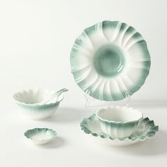 Japanese Vintage Emerald Green Kiln-Glazed Ceramic Dinnerware | Yedwo