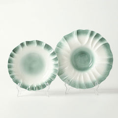 Japanese Vintage Emerald Green Kiln-Glazed Ceramic Dinnerware | Yedwo