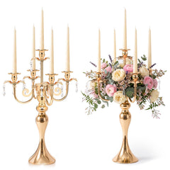 Luxury 5-Arm Crystal Candelabra Set of 2 | Yedwo Design