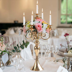 Luxury 5-Arm Crystal Candelabra Set of 2 | Yedwo Design