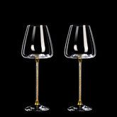 Luxury Crystal Diamond-Inlaid Burgundy Wine Glass Set | Yedwo Design