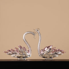 Luxury Crystal Swan Sculpture Set with Energy Stone Tree | Yedwo
