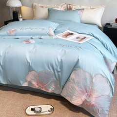 Luxury Flower Embroidered Egyptian Cotton Bedding Set | Yedwo Home