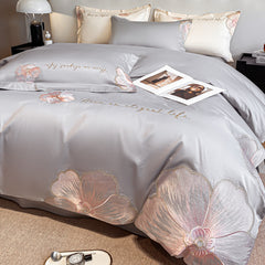 Luxury Flower Embroidered Egyptian Cotton Bedding Set | Yedwo Home