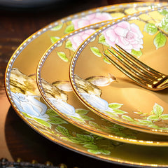QINSE Luxury Jingdezhen Floral & Bird Bone China Dinnerware | Yedwo