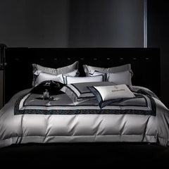 Luxury 1600TC Cotton Frame Patchwork Silver Grey Duvet Cover Set | Yedwo Home