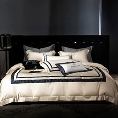 Luxury 1600TC Cotton Frame Patchwork Silver Grey Duvet Cover Set | Yedwo Home