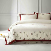 Luxury Christmas Floral Embroidery Egyptian Cotton Duvet Cover Set | Yedwo Home