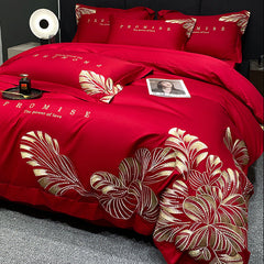 Luxury Egyptian Cotton Flower Embroidered Bedding Set | Yedwo Home