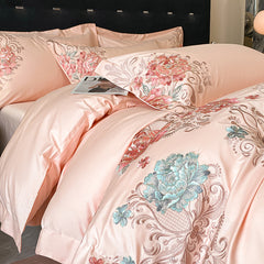 Luxury Embroidered Flowers Egyptian Cotton Bedding Set | Yedwo Home
