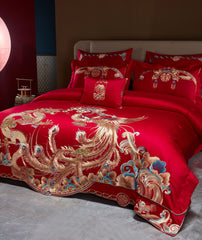 Luxury Embroidery Dragon&Phoenix Wedding Duvet Cover Set | Yedwo