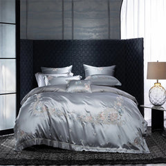 Luxury Flower Gorgeous Brocade Cotton Satin Embroidery Bedding Set | Yedwo Home