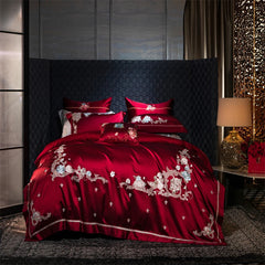 Luxury Flower Gorgeous Brocade Cotton Satin Embroidery Bedding Set | Yedwo Home