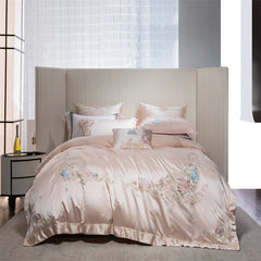 Luxury Flower Gorgeous Brocade Cotton Satin Embroidery Bedding Set | Yedwo Home