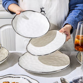 Luxury Silver Rim White Porcelain Dinnerware Sets | Yedwo Design