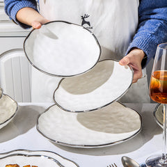 Luxury Silver Rim White Porcelain Dinnerware Sets | Yedwo Design