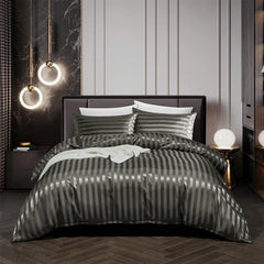 Luxury Silky Satin Striped Duvet Cover | Yedwo Home