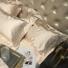 Luxury Super Soft Damask Sateen Egyptian Cotton Champagne Bedding Set | Yedwo