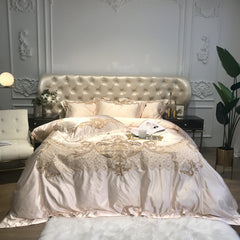 Luxury Super Soft Damask Sateen Egyptian Cotton Champagne Bedding Set | Yedwo