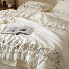 MIIYA French Vintage Embroidered Silky Summer Duvet Cover Set | Yedwo