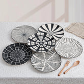 Modern Black & White Ceramic Dinner Plates – Set of 6 | Yedwo Design