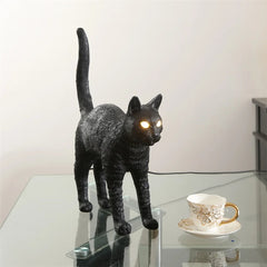 Modern Artistic Hand-Painted Resin Cat Table Lamp | Yedwo Design