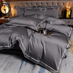 Modern Nordic 100S Long-Staple Cotton Embroidered Sateen Bedding Set | Yedwo Home