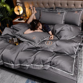 Modern Nordic 100S Long-Staple Cotton Embroidered Sateen Bedding Set | Yedwo Home