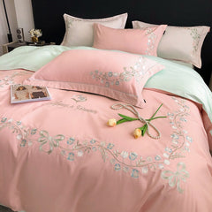 Muguet De Mai Embroidery Egyptian Cotton Bedding Set | Yedwo