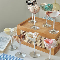 Natural Seashell Stemmed Cocktail Goblet Wine Glass | Yedwo